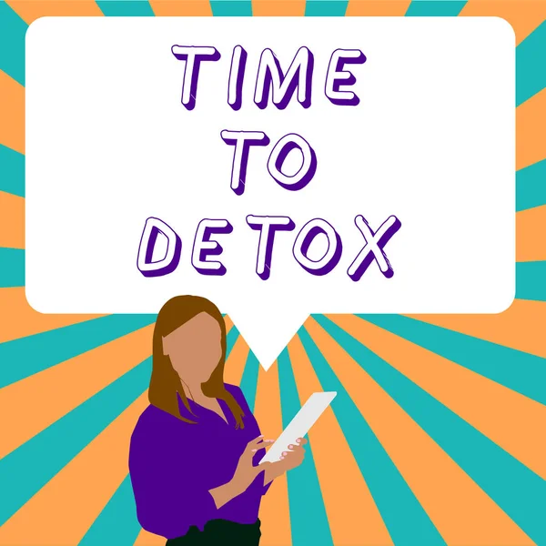Ręczne Pisanie Znak Czas Detox Pomysł Biznes Moment Dietę Zdrowie — Zdjęcie stockowe