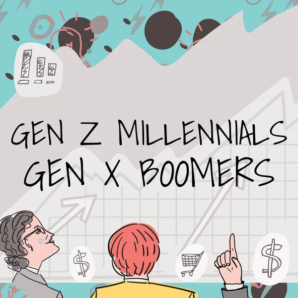 Inspiración Mostrando Signo Gen Millennials Gen Boomers Foto Conceptual Diferencias — Foto de Stock