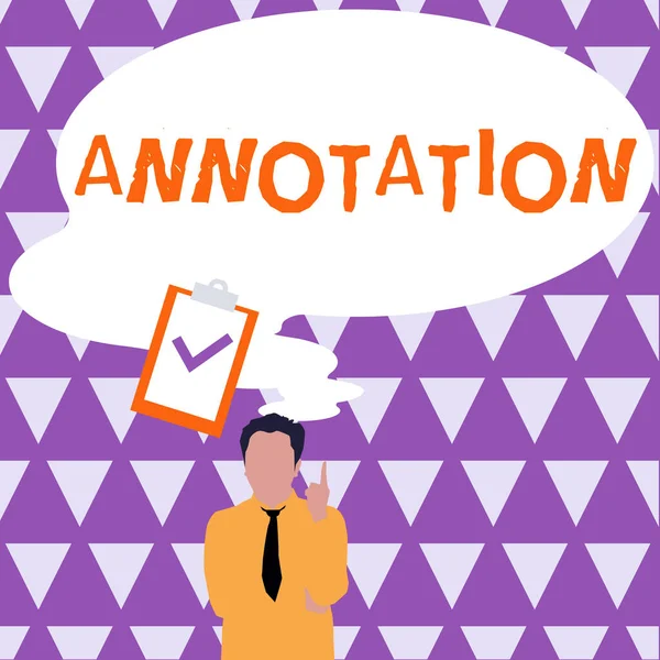 Writing Displaying Text Annotation Business Idea Note Added Way Comment — Stock Photo, Image