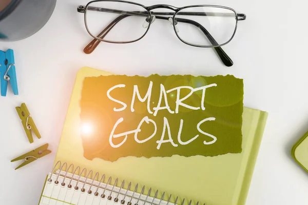 stock image Handwriting text Smart Goals, Internet Concept mnemonic used as a basis for setting objectives and direction