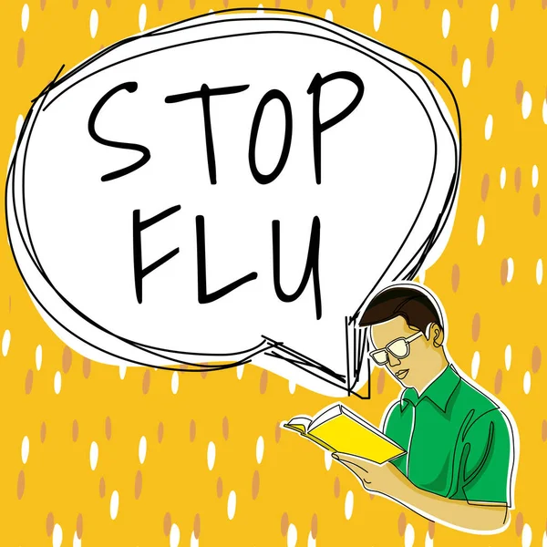 Sinal Texto Mostrando Stop Flu Ideia Negócio Tratar Doença Respiratória — Fotografia de Stock