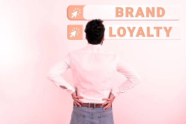 Tanda Tulisan Tangan Brand Loyalty Konsep Internet Ulangi Duta Besar — Stok Foto