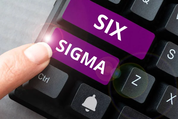 Sinal Texto Mostrando Six Sigma Técnicas Gerenciamento Abordagem Negócios Para — Fotografia de Stock