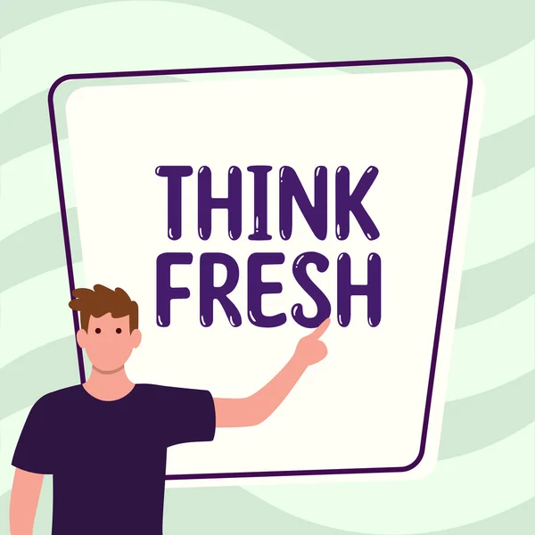 Inspiration Zeigt Zeichen Think Fresh Konzeptfoto Denken Natürliche Inhaltsstoffe Positive — Stockfoto