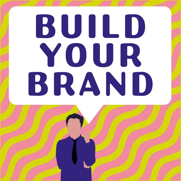 ブランドを構築する 概念的な写真を示すテキストサイン商業的なアイデンティティを作るマーケティング広告 — ストック写真