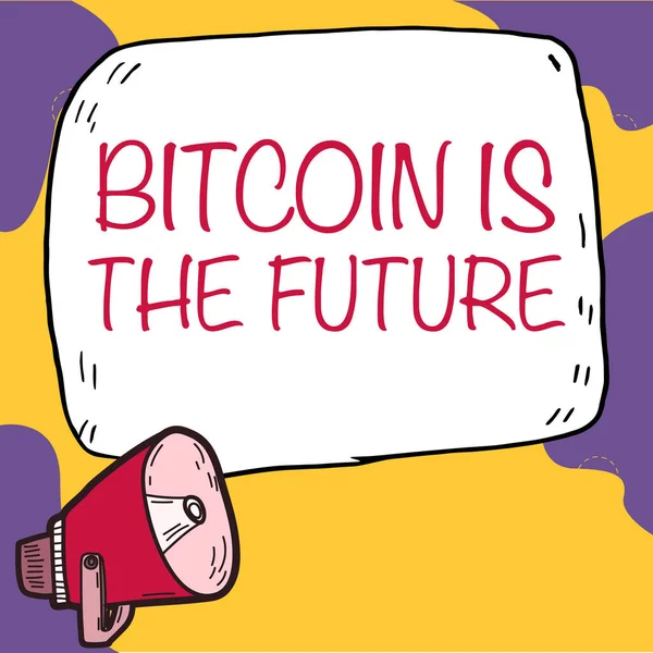 Inspiration Zeigt Zeichen Bitcoin Future Geschäftsansatz Digitaler Marktplatz Auf Dem — Stockfoto