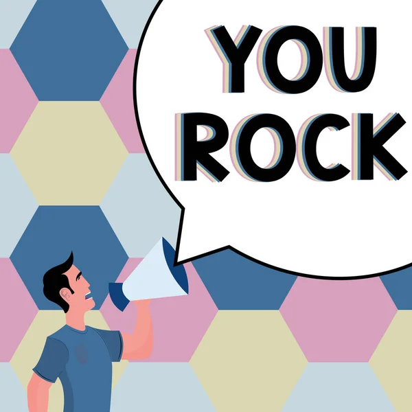 Texto Que Muestra Inspiración You Rock Internet Concept Frase Jerga — Foto de Stock