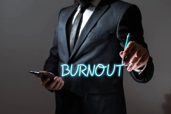 Scrivere Visualizzando Testo Burnout Business Idea Sensazione Esaurimento Fisico Emotivo — Foto Stock