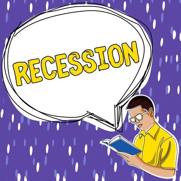 Концептуальная Подпись Recession Word Process Progressive Decrease Growing Period Reduction — стоковое фото