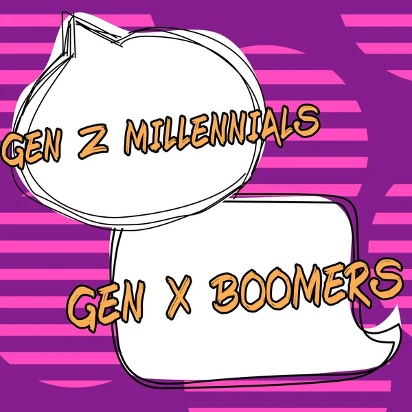 Podpis Konceptualny Gen Millennials Gen Boomers Business Approach Różnice Pokoleniowe — Zdjęcie stockowe