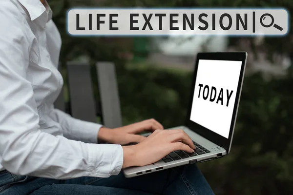 Handwriting text Life Extension, Business overview able to continue working for longer than others of the same kind