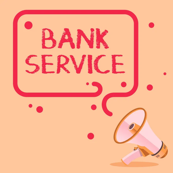 Podpis Tekstowy Przedstawiający Bank Service Conceptual Photo Działalność Związana Przyjmowaniem — Zdjęcie stockowe