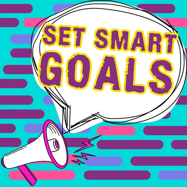 Подпись Концепцией Set Smart Goals Business Overview Establish Achievable Objectives — стоковое фото