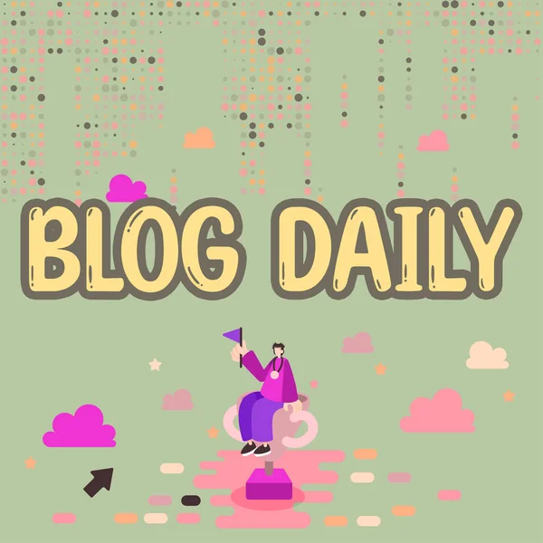 Κείμενο Λεζάντα Παρουσίασης Blog Daily Concept Που Σημαίνει Καθημερινή Ανάρτηση — Φωτογραφία Αρχείου