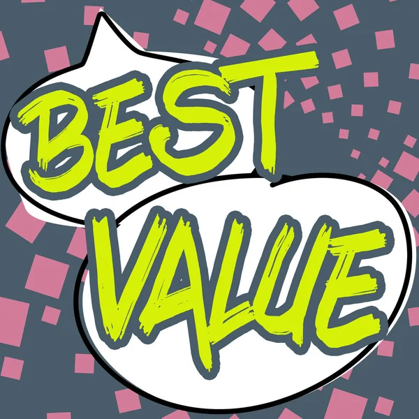 Konzeptionelle Bildunterschrift Best Value Word Für Die Vorteilhafteste Kombination Von — Stockfoto