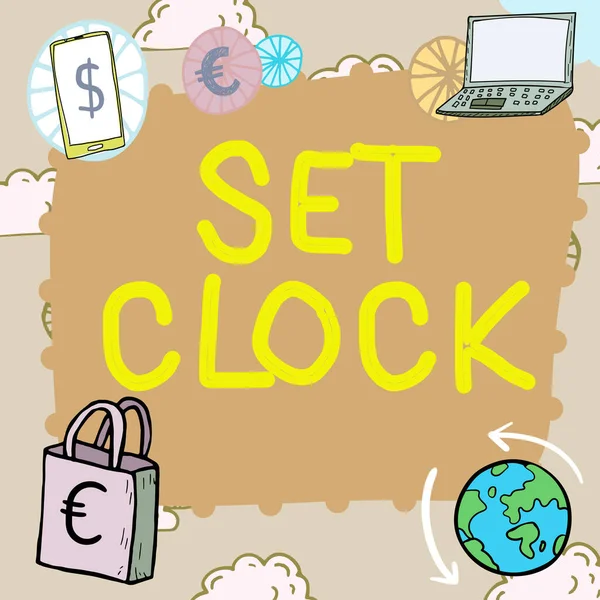 Handschrift Text Set Clock Business Konzept Stellt Auf Die Richtige — Stockfoto