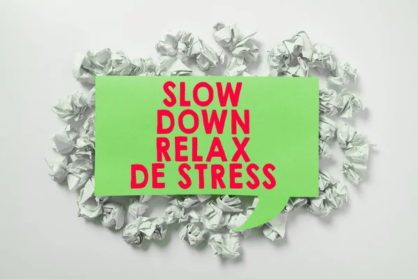 Handwriting Text Slow Relax Stress Business Idea Have Break Reduce — Stock Photo, Image