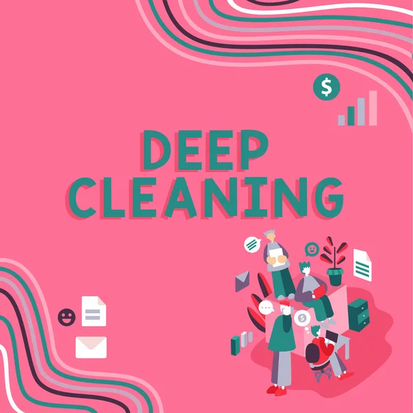 手書きテキスト Deep Cleaning Word何かから汚れや汚れを徹底的に除去する行為に書かれています — ストック写真