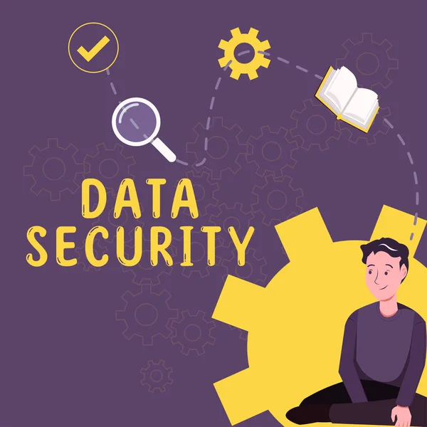 Assinar Exibindo Segurança Dados Abordagem Negócios Confidencialidade Disk Encryption Backups — Fotografia de Stock