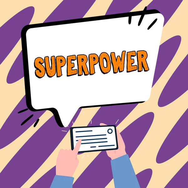 Zeichen Für Supermacht Konzeptfoto Das Eine Macht Oder Fähigkeit Dieser — Stockfoto
