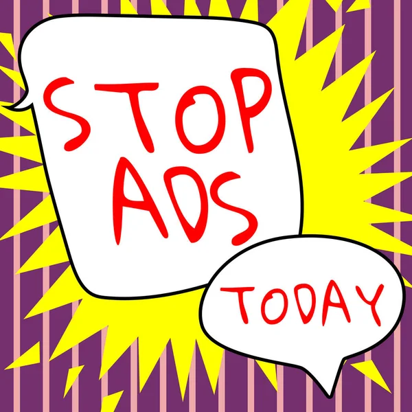 Sinal Escrita Mão Stop Ads Programa Fotografia Conceitual Que Irá — Fotografia de Stock