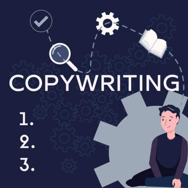 Reklamların metnini ya da tanıtım materyalini yazan kavramsal başlık Copywriting, Business showcase