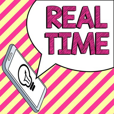 Metin başlığı Gerçek Zaman sunar, kavramsal fotoğraf bir süreç ya da olayların meydana geldiği zaman