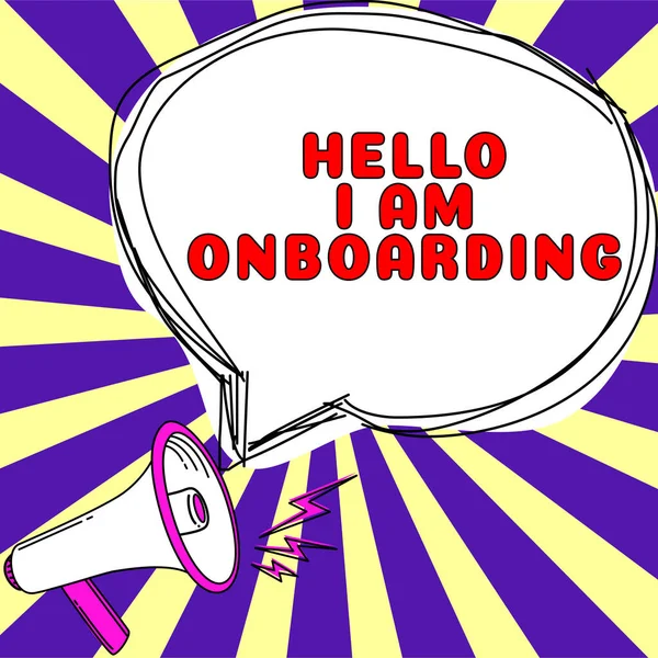 Σύνδεση Προβολής Hello Onboarding Επιχειρηματική Ιδέα Δράση Διαδικασία Ενσωμάτωσης Ενός — Φωτογραφία Αρχείου