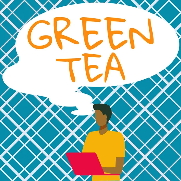 Podpis Tekstowy Prezentujący Zieloną Herbatę Pojęciowy Typ Herbaty Która Jest — Zdjęcie stockowe