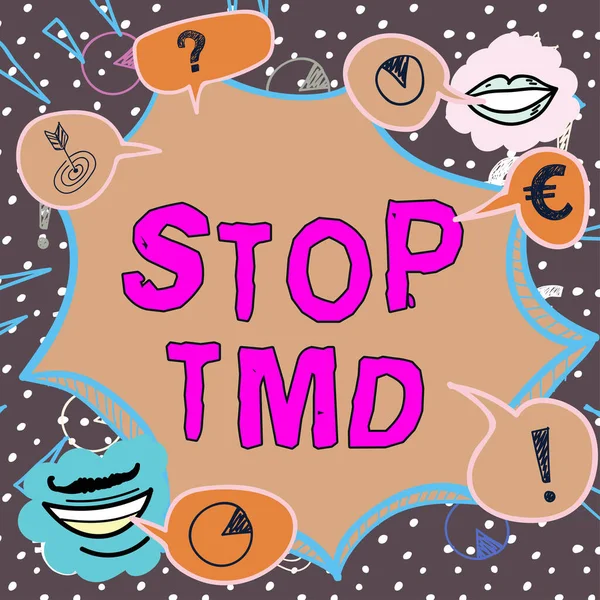 停止Tmdを示すテキスト記号 ビジネスアプローチ噛む筋肉に影響を与える障害や問題を防止します — ストック写真
