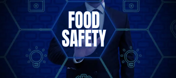 Signo Texto Que Muestra Seguridad Alimentaria Enfoque Empresarial Condiciones Prácticas —  Fotos de Stock