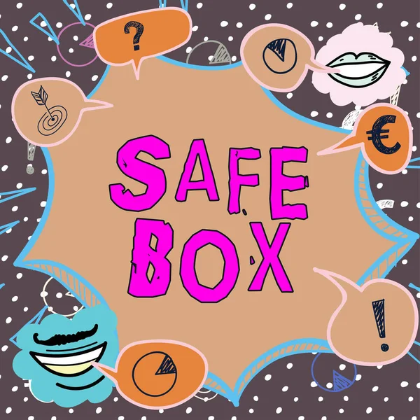 Znak Tekstowy Pokazujący Safe Box Przegląd Działalności Mała Struktura Gdzie — Zdjęcie stockowe