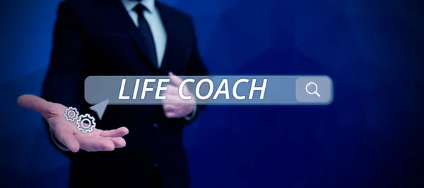 Ručně Psané Znamení Life Coach Business Showcase Osoba Která Radí — Stock fotografie