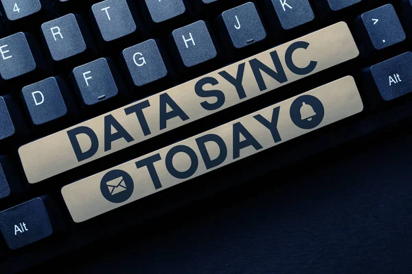 Tekenen Weergeven Van Data Sync Word Geschreven Gegevens Die Continu — Stockfoto