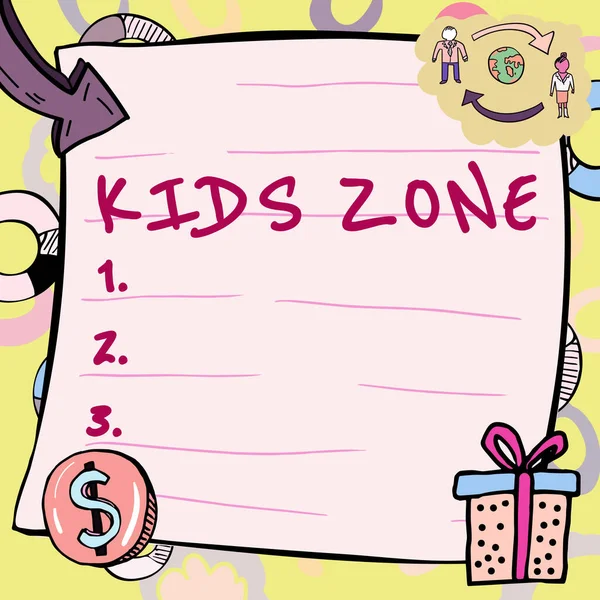 Tekst Met Inspiratie Kids Zone Conceptuele Foto Een Gebied Een — Stockfoto
