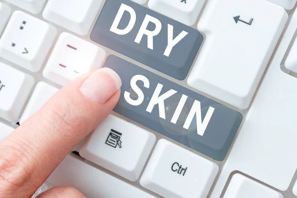 Conceptual Display Dry Skin Word Uncomfortable Condition Marked Scaling Itching — Stock Photo, Image