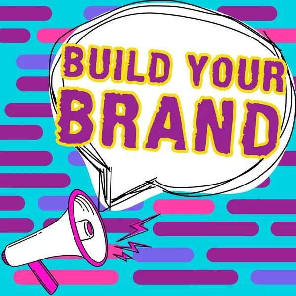 Hand Writing Sign Build Your Brand Business Showcase Κάντε Μια — Φωτογραφία Αρχείου