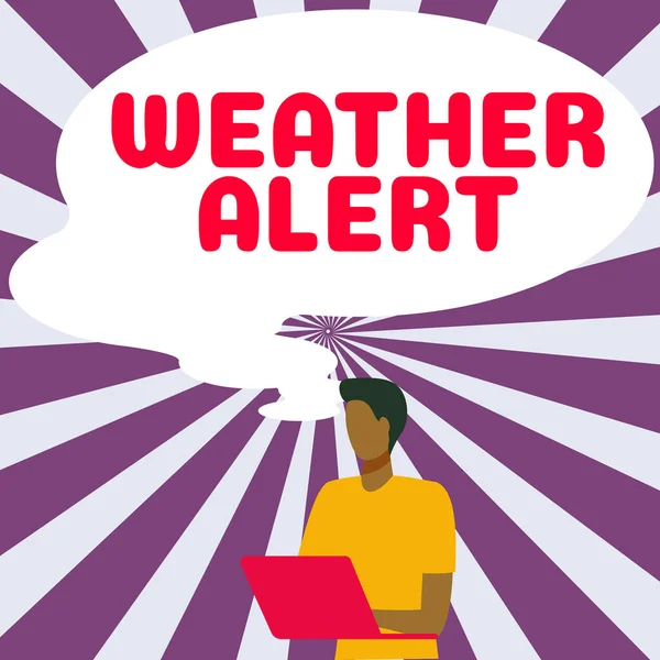 Tanda Teks Yang Menunjukkan Weather Alert Bisnis Menampilkan Peringatan Mendesak — Stok Foto