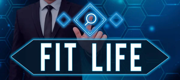 Ręczne Pisanie Znaku Fit Life Przegląd Działalności Utrzymanie Zdrowej Wagi — Zdjęcie stockowe