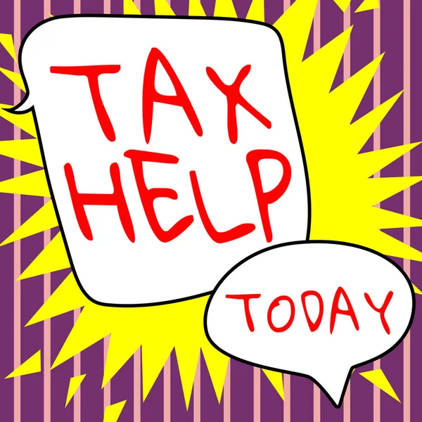 テキストの表示 税金ヘルプ 事業アプローチ国の歳入への強制拠出からの援助 — ストック写真