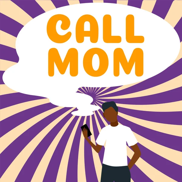 Text Showing Inspiration Call Mom Concept Meaning Attempting Communicate Mother — Stock Photo, Image
