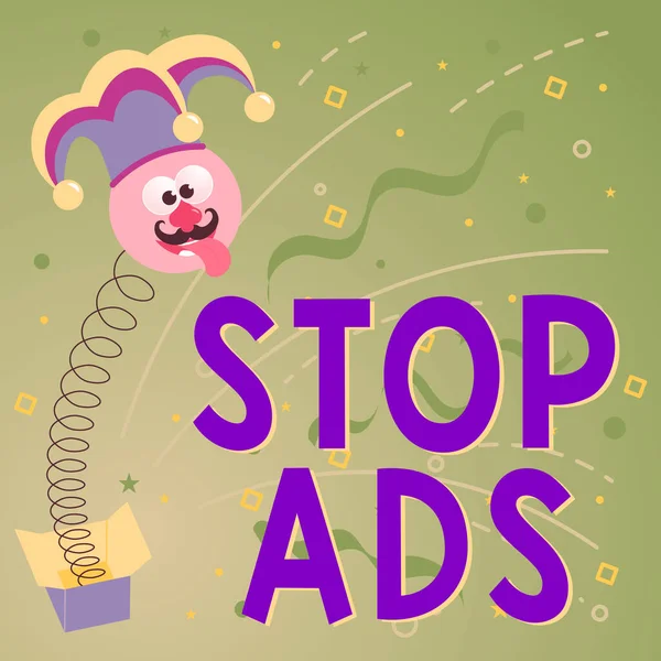 Exibição Conceitual Stop Ads Programa Conceito Internet Que Irá Remover — Fotografia de Stock