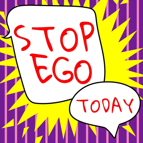Концептуальный Дисплей Stop Ego Business Concept Контроль Вашей Одержимости Решением — стоковое фото