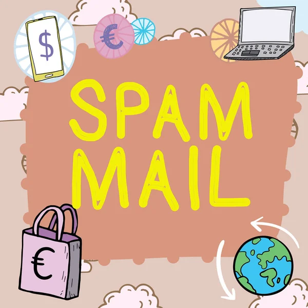 Концептуальный Заголовок Спам Почта Бизнес Идея Навязчивая Реклама Несоответствующие Сообщения — стоковое фото
