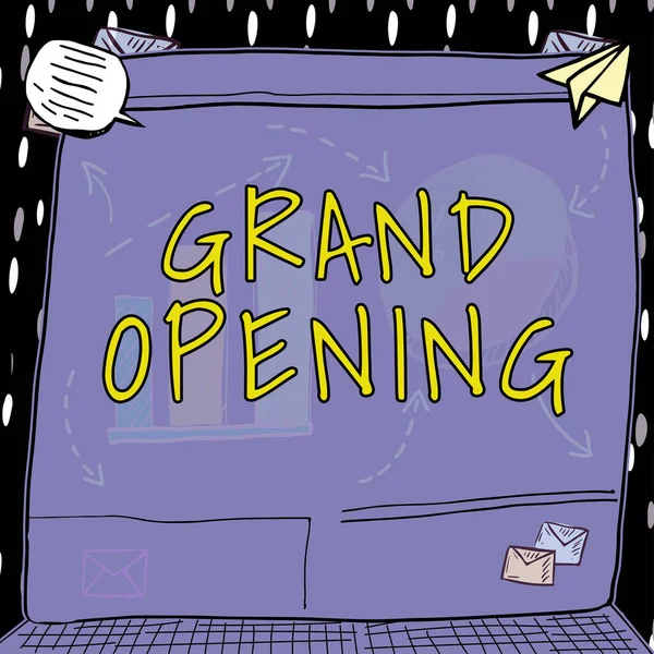 Grand Opening Word Ribbon Cutting New Business First Day — 스톡 사진