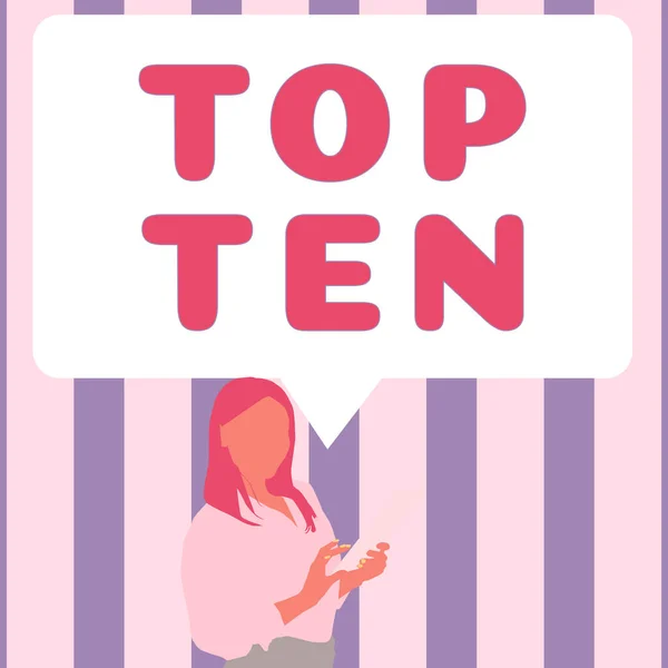 Conceptual Caption Top Ten Internet Concept Ten Most Popular Songs — Stock Fotó