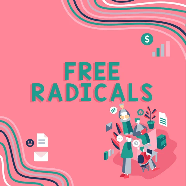 Text Sign Showing Free Radicals Business Idea Produced Body Natural — Stock Photo, Image