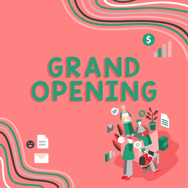 Handschrift Tekst Grand Opening Business Concept Lint Knippen New Business — Stockfoto