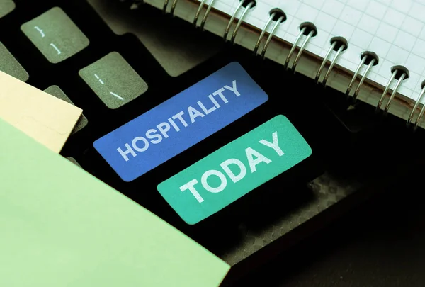 Inspiration Showing Sign Hospitality Business Concept Friendly Generous Reception Entertainment — Stock Photo, Image