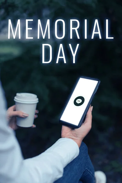 Firma Mostrando Memorial Day Escaparate Negocios Para Honrar Recordar Los — Foto de Stock